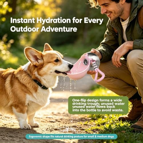 2-in-1 Portable Dog Water Bottle 285ml, Stainless Steel Pet Water Dispenser — view 6