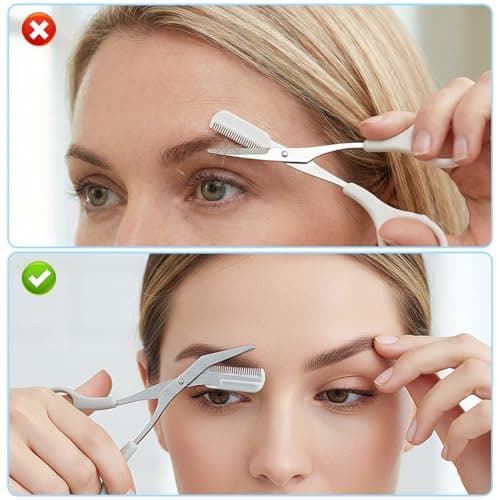 Guduling 6-Pack Brow Scissors,Eyebrow Scissors for Women,White Eyebrow Scissor,Eyebrows Trimmer Women Eyebrows Razor, with Comb,for Womens & Girls, Safe Precision Grooming Kit — view 3