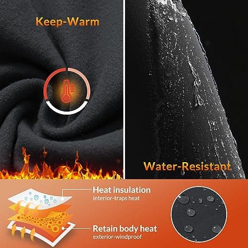 baleaf Fleece Lined Leggings Womens Waterproof Thermal Winter Warm Hiking Ski Running Leggings High Waisted with Pockets Black-25'' M — view 3