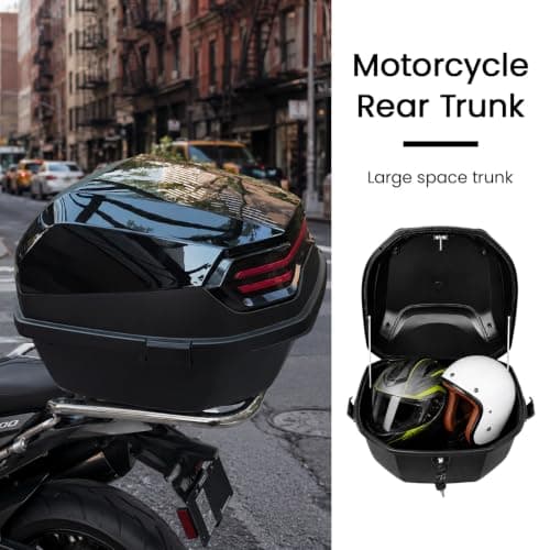 GreenWhim Universal Motorcycle Tail Box with Lock, Waterproof ABS Top Case — view 3