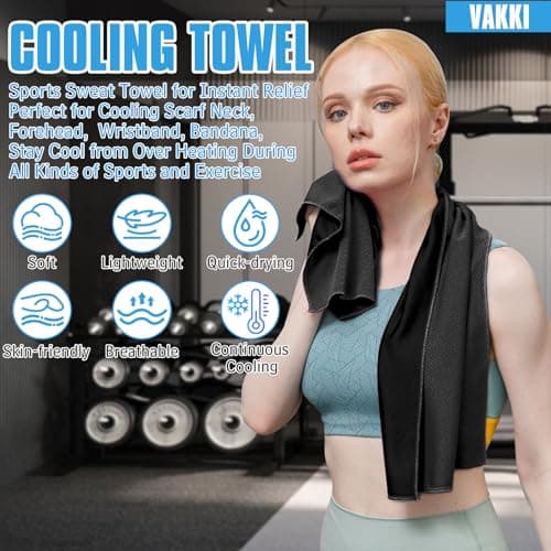 VAKKI Cooling Towel, Ice Cold Sports Sweat Towels for Instant Relief Perfect Coolings Scarf Neck,Forehead, Wristband, Bandana, Stay Cool from Over Heating During All Kinds of Sport and Exercise — view 2
