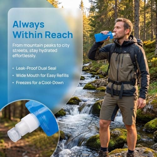 Vosali 7 Pack Foldable Water Bottle 500ml with Sturdy Carabiner Clip — view 6