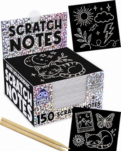 Scratch Notes - Silver Holographic Scratch Art Paper for Kids