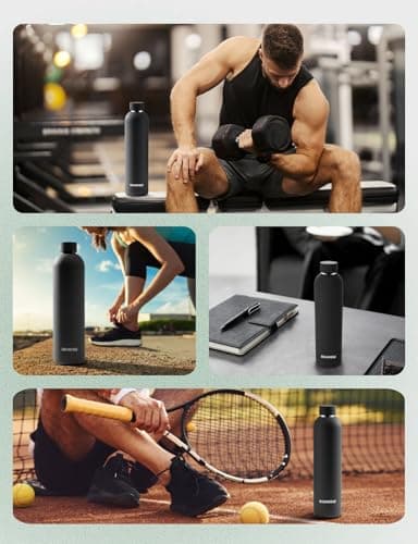 Stainless Steel Water Bottle Double Wall, Insulated Metal Water Bottle with Clip, 350ml/500ml/750ml/1L, BPA Free, 24hrs Cold & 12hrs Hot, Suitable for Sports, Camping, Hiking, Cycling, Gym, Travel — view 6