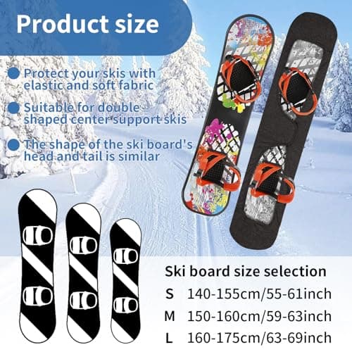 Snowboard Sleeve Soft Protection Cover,Adjustable Snowboard Protection Cover,Snowboard Travel Sleeve Suitable for 140 to 175 Snowboards,Snowboard Accessories for Snowboard Storage Travel Transport (M) — view 2