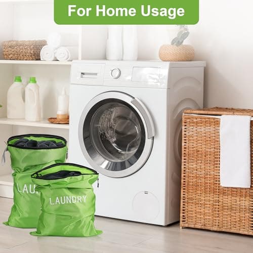 TranRantic 4Pcs Travel Laundry Bag, Waterproof Laundry Bag Dirty Clothes, 3 Sizes Wet Bags for Swimming Yoga Workout, Foldable Laundry Bags for Travelling Family Vacation (Green) — view 5