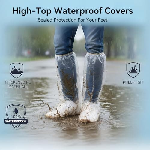 10 Pairs Waterproof Shoe Covers, Shoe Covers Disposable Waterproof Shoe Covers, Waterproof Shoe Covers for Rain, Disposable Plastic, Non-Slip, Clear, Large, Indoor Outdoor Boot Protector — view 4