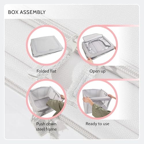 Periea ‘Beau’ Folding Collapsible Stackable Fabric Home Storage Boxes with Steel Frames (Seaglass, Large) — view 6