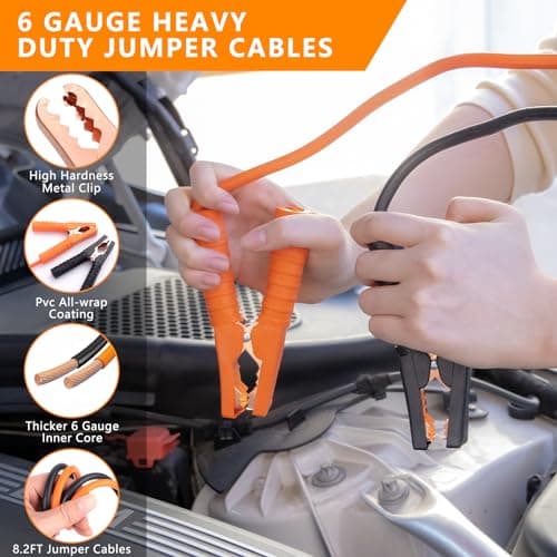 HLWDFLZ Car Emergency Kit - Portable Air Compressor, Roadside & Winter Travel Assistance, Safety Kit for Cars & Trucks (Orange) — view 4