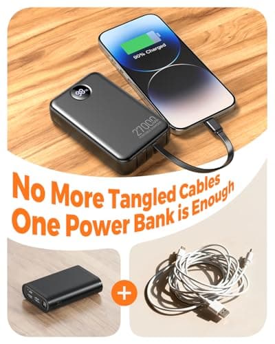 Power Bank 27000mAh with 4 Built-in Cables Portable Charger Fast Charging — view 2