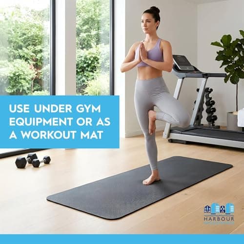 Harbour Housewares Rubber Treadmill Mat – 120 x 60cm – Black - Heavy-Duty NBR, Non-Slip, Water & Abrasion Resistant, Home Gym Floor Protector, Portable, Durable Exercise Mat — view 4