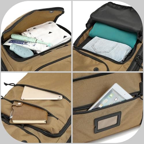 TAIHOYIN Large Foldable Duffle Bag with Wheels 85-100L Expandable Wheeled Holdall Extra Large Travel Rolling Duffel Bags for Men Women Collapsible Big Soft Luggage Camping, Brown — view 3