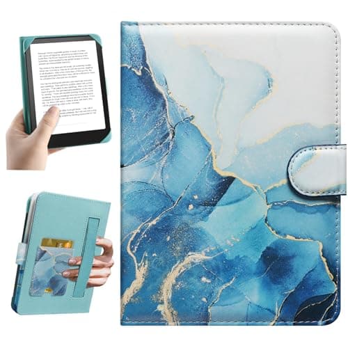 HoYiXi Universal Case for 6.8-7'' Kindle eReader Compatible with Paperwhite/Pocketbook and Tolino/Kobo Clara 2E/Kobo Clara HD,6.8" -7'' eReader Protective Cover with Built-in Card Slot,Dali blue