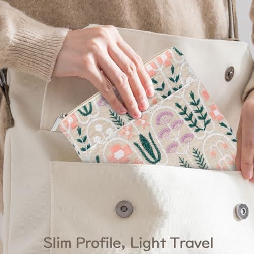 Dadanism 6-7 Inch Embroidered Flower Padded Sleeve for eReader,Beige Plants — view 6
