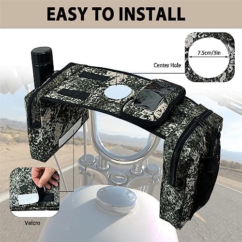 MYDAYS ATV Saddle Bag,Cargo Tank Phone Bag Storage Luggage for ATV UTV Snowmobile Motorcycle (Camo) — view 3