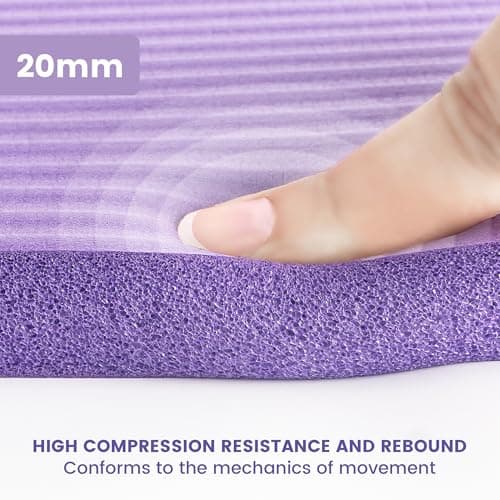 Yoga Knee Pad Cushion 0.8inch (20mm) Thick Yoga Mat with Carrier Strap Mats for Pain Free Knees, Elbows and Back, Workout Mats for Home Gym, Pilates, Planks, Ab Rollers (Purple, 24"x10"x0.8") — view 3