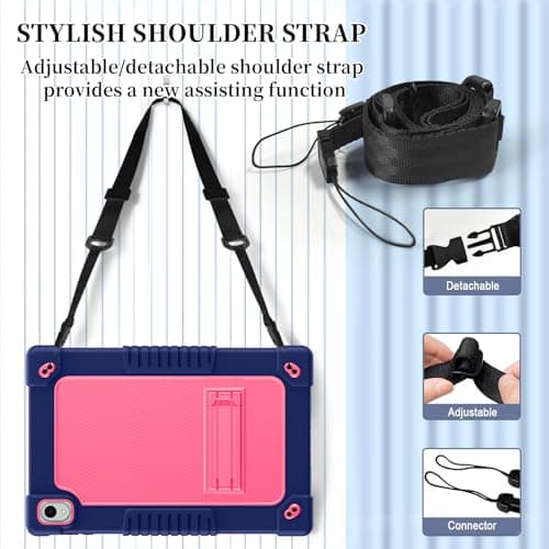 Kebiory for Onn 12.1 inch Tablet Pro 100146663 Case 2024 Friendly Case with Shoulder Strap Stand for New Walmart Onn 12.1 inch Tablet Pro 2024 Model Cover (NavyPink) — view 3