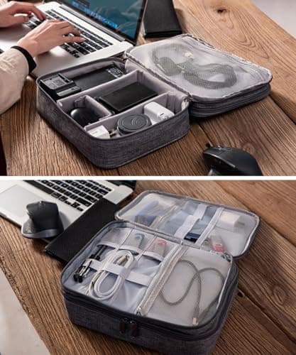 FAVORTALK Cable Bag Tech Pouch Extra Large 3-Layers Travel Electronics Accessories Organiser Bag for Charger Cables Flash Disk Power Bank Headphone etc B21508 — view 5
