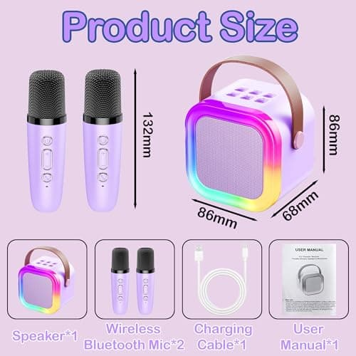 Chennyfun Purple Karaoke Machine with 2 Microphones — view 2