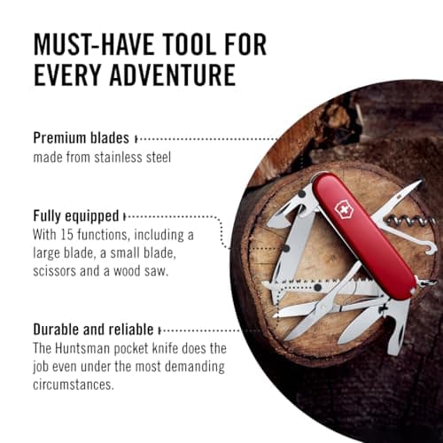 Victorinox Swiss Army Knife Huntsman - 15 Functions Pocket Knife - Red — view 5