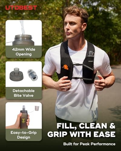 UTOBEST Soft Flask 500ml, Collapsible Running Water Bottles, Yellow — view 5
