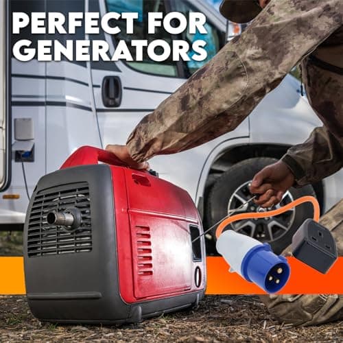 Xtremeauto Fly Lead 16amp To 13amp Adapter - 110v To 240v Converter 16 amp Plug To 16 amp Socket Converter Cable Hook Up Camping, Generators & Caravan Mains Hookup 250V 16A Electric 16amp Plug Sockets — view 3