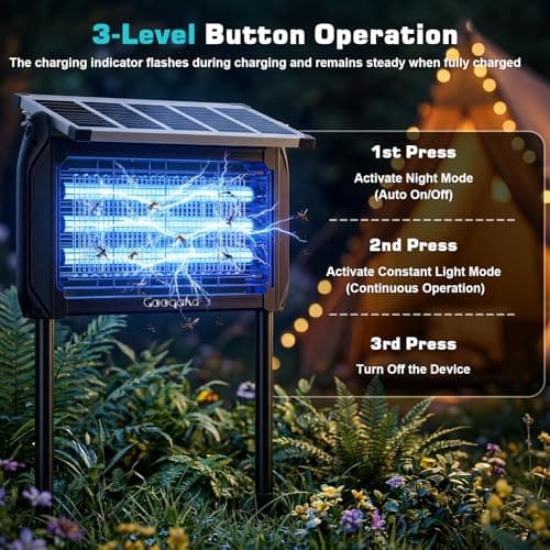 Solar Fly Zapper Outdoor,10W Solar Panel & USB-C Rechargeable Bug Zapper — view 3