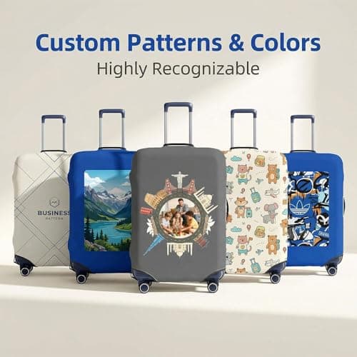 Personalised Suitcase Cover |Custom Luggage Cover with Photo/Text/Logo — view 3