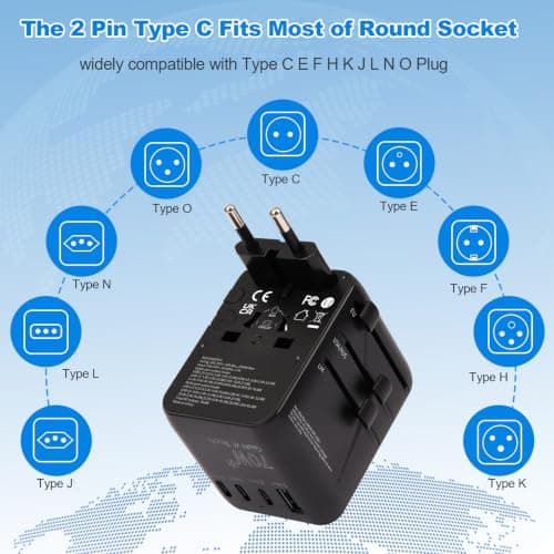 Universal Travel Adapter 70W GaN,Worldwide Travel Plug Adapter for UK/EU/US — view 5