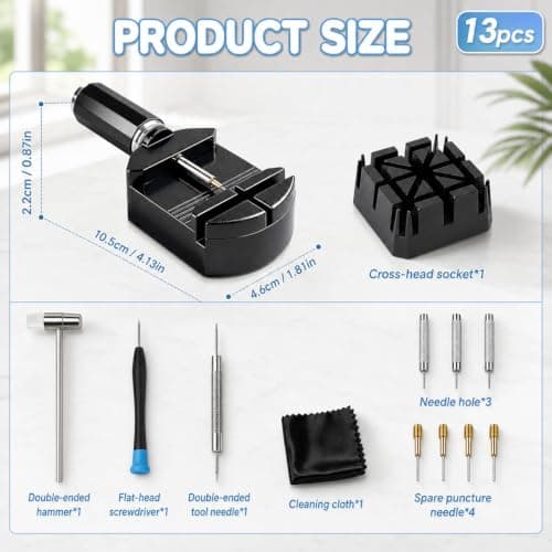 QhgPnt Watch Strap Removal Tool, Complete tool Kit for Home Adjustments and Professional Repairs, Watch Link Removal Tool with Pin Removal Components for Bracelet Maintenance — view 2