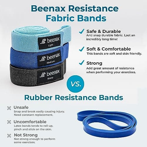 Beenax Fabric Resistance Bands (Set of 3), Long Exercise Bands for Women Men, Loop Bands, 3 Resistance Levels for Workout, Fitness, Stretching, Pull Up, Leg, Glutes, Squat and Strength Training — view 5
