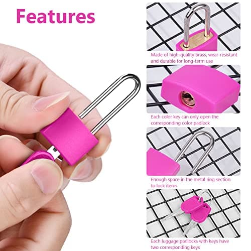 Flintronic 4 Pack Suitcase Lock with Key Small Padlock Luggage Lock Travel Lock Backpack Lock, Color Metal Padlock with Key, Small Padlock for Travel Backpack Play Fitness — view 2
