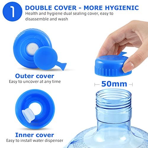 CLISPEED 5L Water Bottle with Screw Cap, Food Grade Mineral Water Bottle Jug Container Easy Grip Carry Handle for Sports Outdoor Travel Camping Residential Commercial Use — view 2