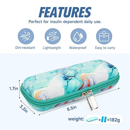 YOUSHARES Medication Cooler Travel Case - Manjaro Pen Case with 2 Ice Packs for Diabetic Supplies, Travel Insulin Cooler, Medicine Cool Bag(Marble Green) — view 4