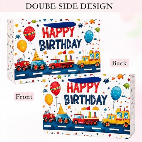 Birthday Gift Bag for Boy Girl,Construction Vehicle Them,32x 22 x 12CM — view 4