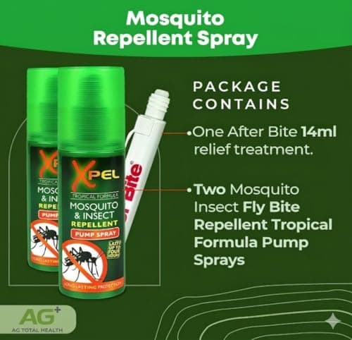 Mosquito & Insect Repellent Spray (2 Pack) + After Bite Pen – Tropical Formula for Bite & Sting Relief, Fast-Acting, Anti-Itch, Soothing, Cooling, 3-Pack Bundle - Exclusive AG Total Health Bundle — view 2