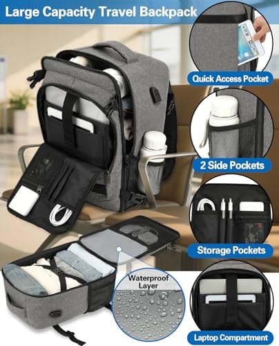 KLOSTAIN Cabin Bags 40x20x25 for Ryanair Underseat Travel Backpack Hand Luggage Carry-ons Bag Cabin Size 20L for Airplanes Flight Ruscksack Grey Black — view 4