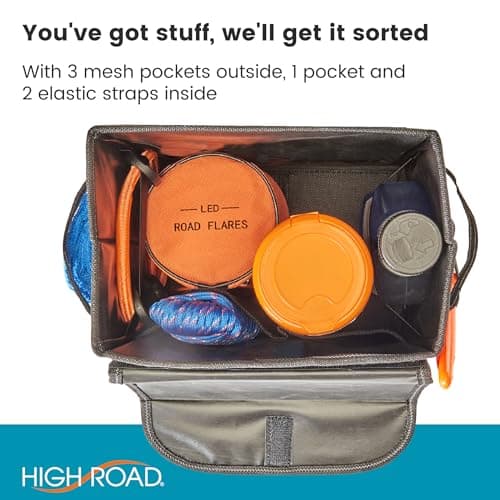 High Road Car Storage Organizer with Lid, Car Storage Box, Multipurpose Back or Front Seat Console or Trunk Organizer, Univeral Fit in All Vehicles — view 5