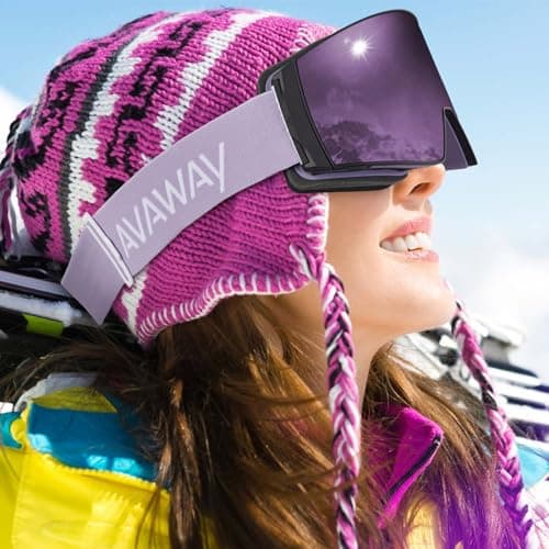 AVAWAY Ski Goggles OTG Magnetic Lens with Safe Buckle Snowboarding Safety Glasses Anti Scratch Anti Fog 100% UV Protection — view 2