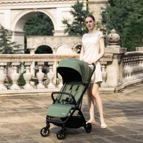 Babymore Yara Baby Stroller - One Touch fold, Lightweight, Cabin Size (Forest Green) — view 2