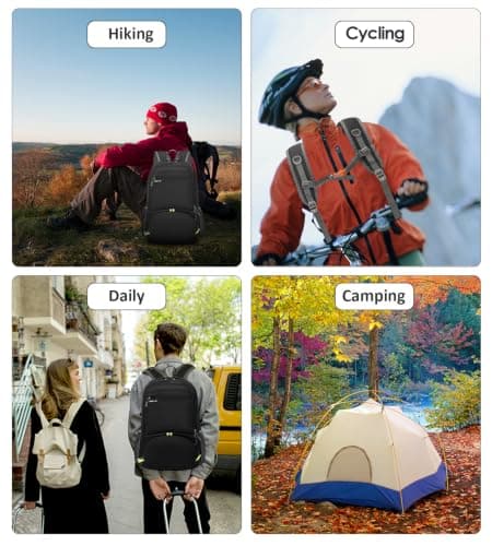 MRPLUM 30L Rucksack Foldable Ultralight Packable Backpack,Black — view 6