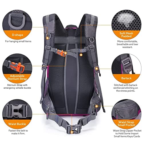 G4Free 35L Waterproof Hiking Backpack Outdoor Rucksack Trekking Daypack for Camping Hiking Backpacking Climbing with Rain Cover — view 3