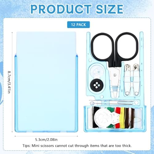 12 Pcs Mini Travel Sewing Kit Portable Small Travel Sewing Supplies with Scissors Thread Needles Buttons Compact Emergency Repair Sewing Set for Home Travel Hotel Camping Students Backpackers — view 2