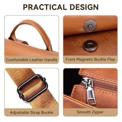 Eshow Backpack Womens Anti Theft, Ladies Backpack Water-Resisstant Brown — view 6