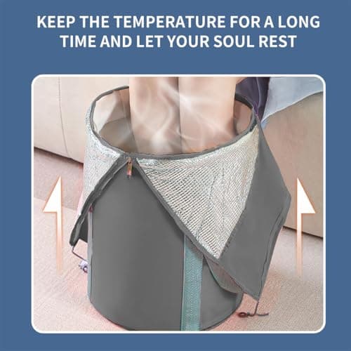 Collapsible Foot Soaking Tub, 20L Portable Foot Bath Basin for Soaking Feet, Folding Foot Spa Bucket with Lid and Handles, Travel Pedicure Footbath Bowl for Home & Camping (Blue) — view 2