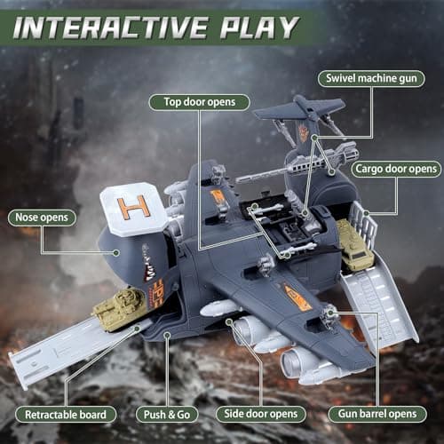 deAO Military Soldiers Toys, Army Vehicle Playset, Toy Plane Helicopter — view 2