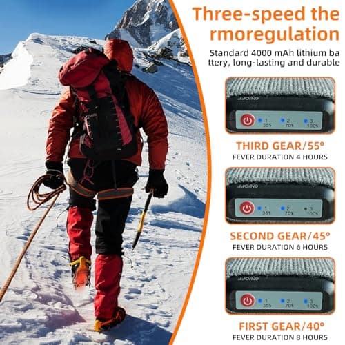 Heated Socks for Men Women,4000mAh Rechargeable Electric Heated Thermal Socks with Battery for Winter Foot Warmer Skiing Hiking Hunting (black) — view 3