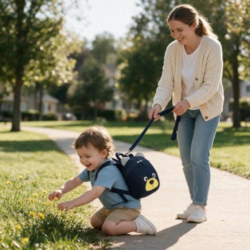 NIFTYY Toddler Anti-Lost Backpack with Leash, Cute Bear Animal Harness Backpack, Safety Child Backpack for Baby Boys Girls 1-4 Years, Lightweight Travel Bag (navy blue) — view 3