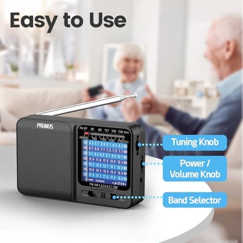 PRUNUS J-711 AM/FM/SW Portable Small Radio,AA Battery &USB-C Charging — view 3