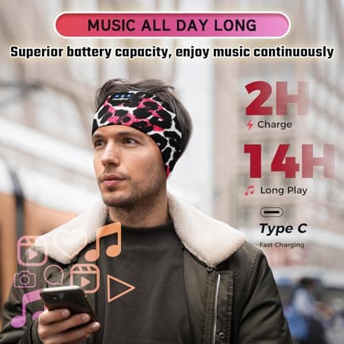 MUSICOZY Bluetooth Sleep Headphones, Wireless Headband Headphones for Sleeping & Side Sleepers, Comfortable Music Headphones with Microphone & 16Hrs Playing, Gifts for Travel,Relaxtion,Nap,Sport — view 5